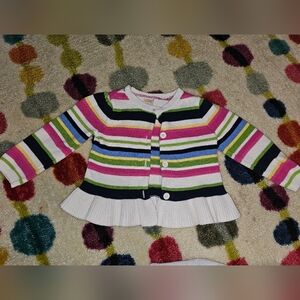Gymboree Size 2t Button Up Stripe Sweater Pink White Yellow Navy Green